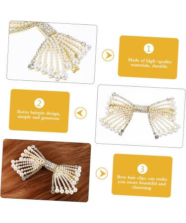 minkissy 1pc Hairpin Alligator Clip Bows Bridal Bow Rhinestone Headpiece Sparkly Hair Barrette Crystal Hair Clip Pearl Snap Clips Rhinestone Hair Bowknot Decor Alloy Bang Clip Wedding Miss - Buy Online on GoSupps.com