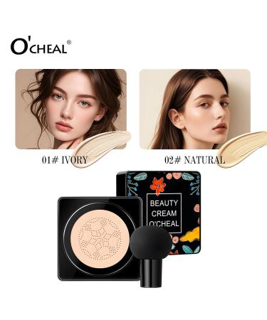 O'CHEAL Mushroom Head Air Cushion CC Cream BB Cream Foundation Cream for Face Makeup Concealer Cushion for Face Comestics Make Up Long-Lasting Cushion Compact 01#IVROY - Buy Online on GoSupps.com