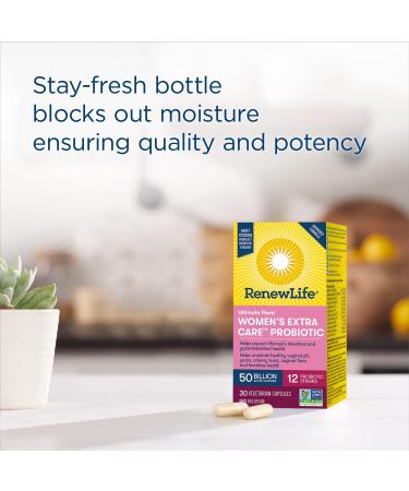 Renew Life Probiotics Ultimate Flora Women's Extra Care Probiotic Helps maintain healthy vaginal pH yeast urinary tract and feminine health 50 Billion Active Cultures 60 Vegetarian capsules - Buy Online on GoSupps.com