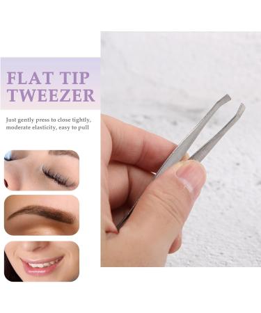 Duontyye Silver Tone Slanted Flat Tip Metal Hair Eyebrow Tweezer Cosmetic Tool for Lady - Buy Online on GoSupps.com