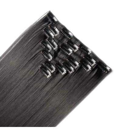 8PCS Clip in Hair Extensions - Jet Black 24inch Synthetic Hair Piece for Full Head - Buy Online on GoSupps.com
