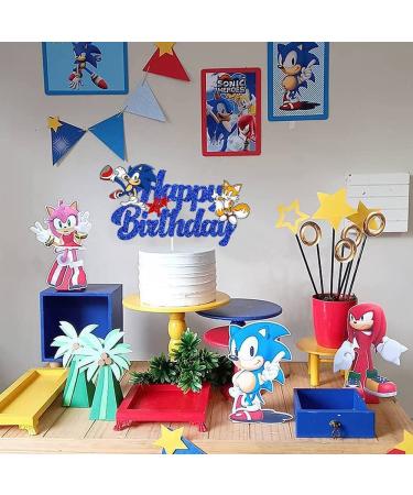 Blue Hedgehog Happy Birthday Cake Topper | Kids Birthday Party Decorations - Buy Online on GoSupps.com
