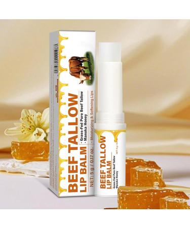 Beef Tallow Lip Balm Natural Grass Fed Beef Tallow & Honey Chapstick Rich Vitamins Long Lasting Hydrating & Nourishing Tallow Balm Lip Care Soothes Chapped Dry Sensitive Lips - 2 Pack - Buy Online on GoSupps.com