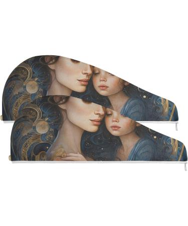 Mother Daughter Nightstars Hair Towel Set Super Absorbent Quick Dry Hair Turbans for Women & Girls | 2 Pack - Buy Online on GoSupps.com