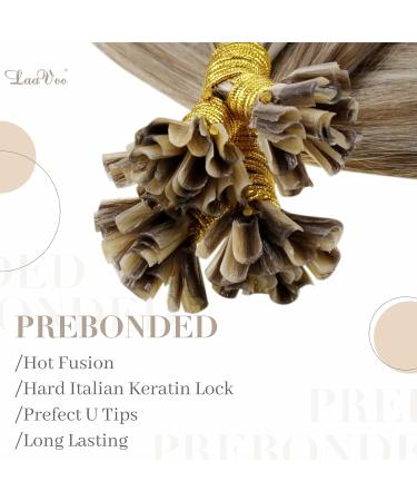 Buy Laavoo Real Hair Extensions - Brown Blonde Keratin U-Tip 50cm | Highlighted Light Brown & Platinum Blonde - 1g/s 50g/50s - Buy Online on GoSupps.com