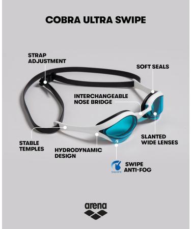 ARENA Unisex Cobra Ultra Swipe Swimming Goggles - Clear Shark Grey | One Size | Best for Competitive Swimming - International Shipping Available - Buy Online on GoSupps.com