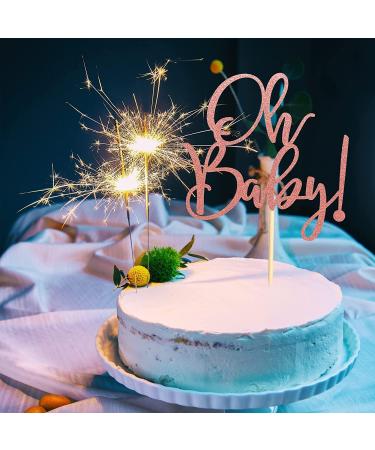 Gold Oh Baby Cake Topper - Acrylic Happy Birthday Baby Shower Cake Decoration Anniversary Rose Gold - Buy Online on GoSupps.com