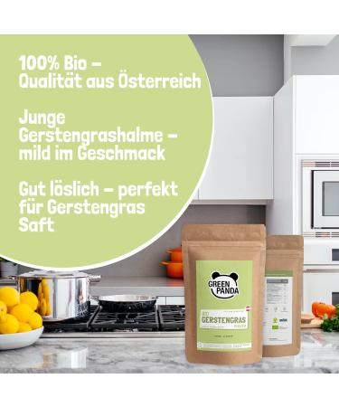 Buy Green Panda Bio Gerstengras Powder 500g - Organic Barley Grass Juice & Super Green Smoothie Powder - Eco-Friendly Reusable Bag - Ship Worldwide - Buy Online on GoSupps.com