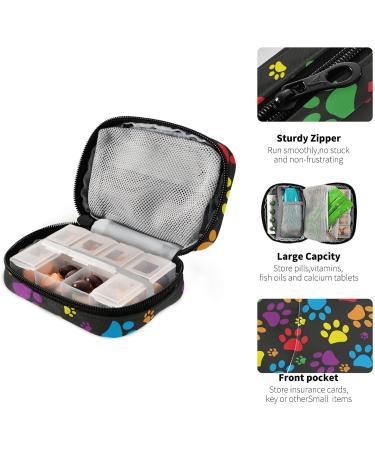 Travel Pill Organizer | Small 7 Day Pill Box | Weekly Vitamin Medicine Holder | Cute Colorful Paw Print Design - Buy Online on GoSupps.com