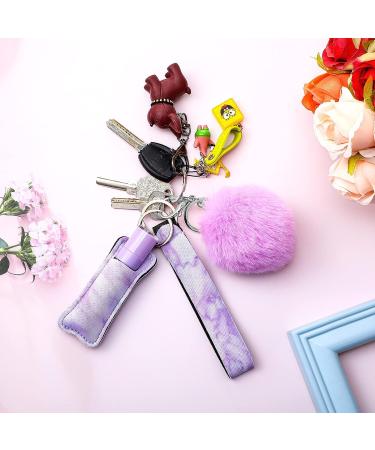 30-Piece Marble Lipstick Holder Keychain Set with Wristlet Lanyard - Square Style Lipstick Holder with Pom Pom Accessory - Buy Online on GoSupps.com