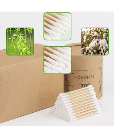 FOVURTE Bamboo Cotton Swabs 400 count - Organic Wooden Ear Buds for Gentle Cleaning - Buy Online on GoSupps.com