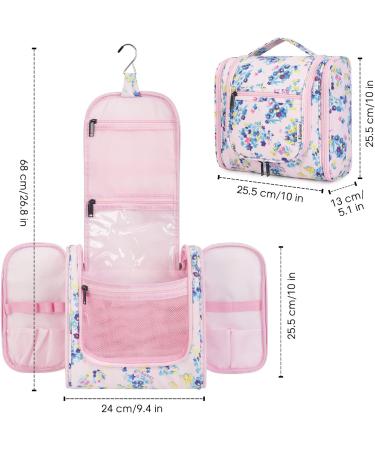 Women's Travel Hanging Toiletry Wash Bag Makeup Organizer - Pink Flower (Large) - Buy Online on GoSupps.com