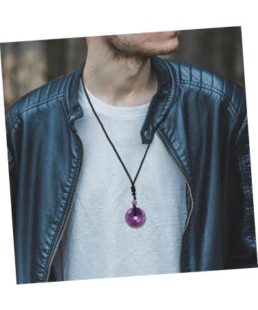 Beaupretty Circular Gemstone Amulet Necklace with Safety Buckle - Portable Violet Pendant for Men & Women - Classic Cotton Thread Neck Chain - Buy Online on GoSupps.com