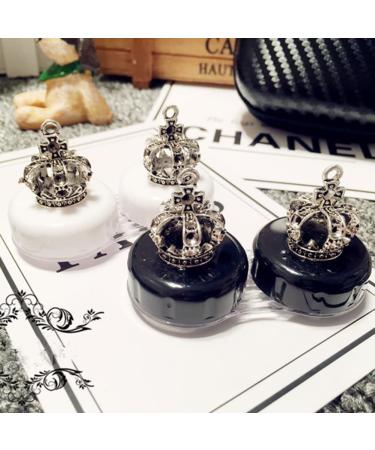 Fashion Contact Lens Case 2 Pack - Cute Crown Black White Portable Box with Mirror - Buy Online on GoSupps.com