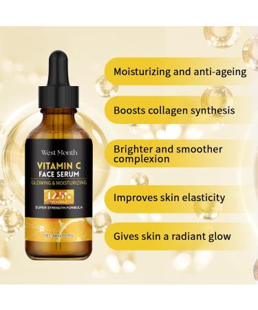 Vitamin C Face Serum Anti Aging Facial Serum with Vitamin C + 0.5mm Derma Roller Microdermabrasion Skin Care for Face & Eyes Dark Spots Acne Wrinkles Hair Loss Stretch Marks for Men&Women - Buy Online on GoSupps.com