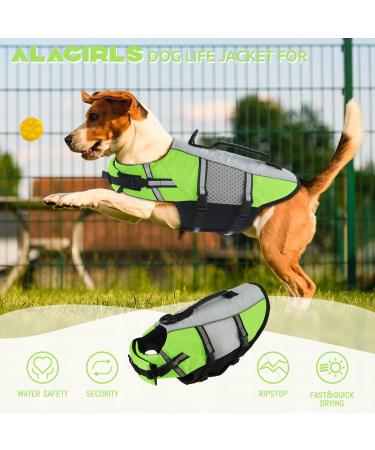 Alagirls Dog Life Buoy - Pet Swimming Safety Vest for Large Dogs with Reflective Strips | Superior Buoyancy & Rescue Handle | Green XXL (78-88cm) - Buy Online on GoSupps.com