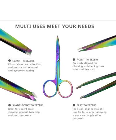 4-Piece Professional Stainless Steel Tweezers Set - Eyebrow Eyelash & Splinter Tweezers for Precision Grooming - Buy Online on GoSupps.com