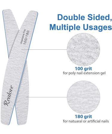 Realove Nail Files 100/180 Grit - Washable Double-Sided Nail Files for Acrylic and Natural Nails (10PCS) - Buy Online on GoSupps.com