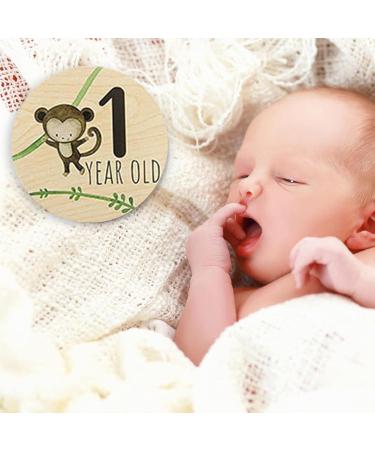 Baby Monthly Milestone Cards Sign Double Sided Wooden Newborn Sign Baby Birth Announcement Milestone Discs Year Growth Photography Newborn Milestone Baby Gift Sets for Newborn Boys and Girls 10cmX10cm (7pcs) 14pcs - Buy Online on GoSupps.com