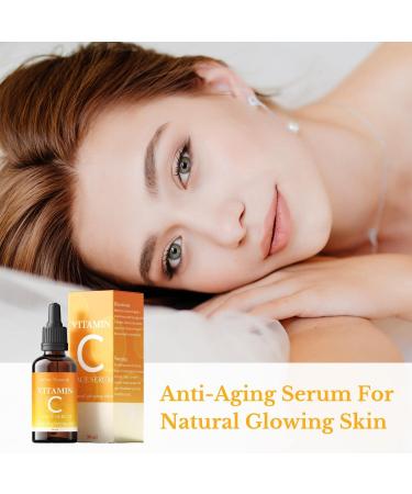 Pure Vitamin C Facial Serum - Anti-Aging Hydrating Dark Spot Reducer Fine Lines & Wrinkles Treatment for Glowing Skin - Buy Online on GoSupps.com