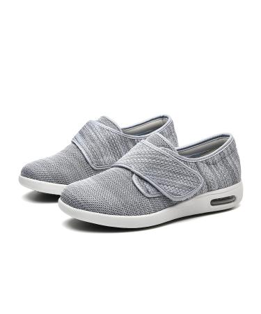 Women's Diabetic Shoes Extra Wide Width Adjustable Strap Edema Shoes Stylish Outdoor Walking Shoes Sneakers Support for Swollen Feet Diabetic Edema Bunions Plantar Fasciitis 10 Light Gray