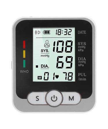 AYNEFY Professional Wrist Blood Pressure Monitor LED Screen Display Portable Household Digital Systolic Diastolic Monitor with Voice for Family Elderly People(Battery not Include)
