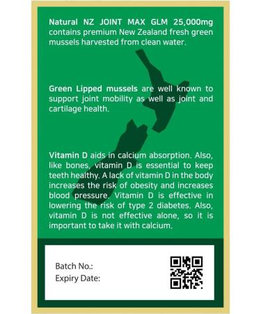 Natural NZ GLM (Green Lipped Mussel) Joint Max 25000 90 Capsuels (1) - Buy Online on GoSupps.com