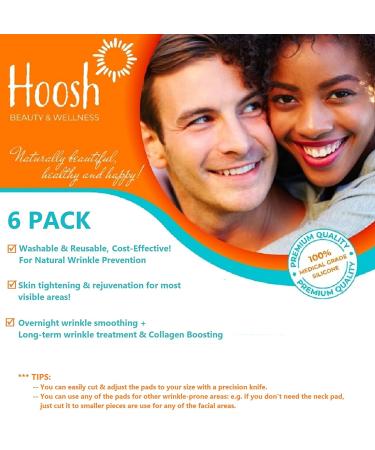 Hoosh Face Wrinkle Pads | 6 Pack Reusable Silicone Patches for Men & Women - Face Lift Mask for Neck, Forehead, Eyes, and Smile Lines Treatment - Buy Online on GoSupps.com