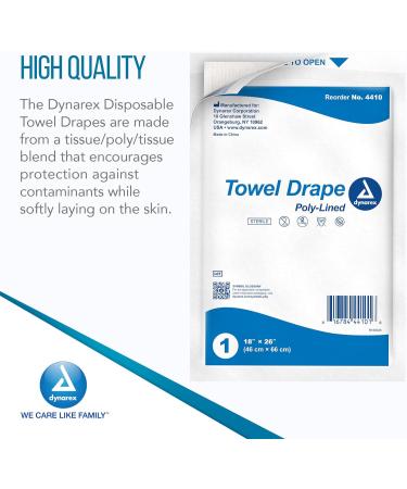 Dynarex Disposable Towel Drapes Sterile 18x26 - 50 Count Box for Medical & Surgical Use - Buy Online on GoSupps.com