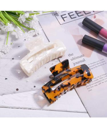 QINREN 2-Pack Large Acetate Hair Claw Clips for Women Stylish Hair Accessories for Decoration & Secure Styling - Buy Online on GoSupps.com