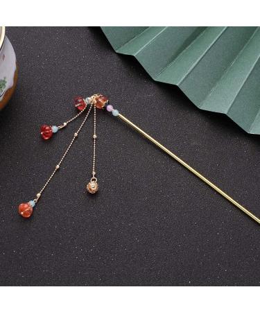 Retro Flower Hair Stick - Chinese Hanfu Style Hairpin with Pearl Tassel and Crystal Bead - Gold Hair Accessories - Buy Online on GoSupps.com
