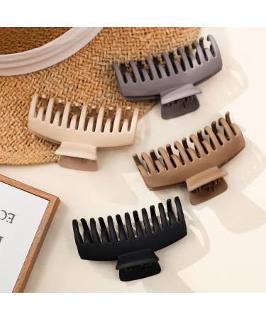 DEEKA Large Double Row Teeth Hair Claw Clips - 4 PCS Matte Hair Accessories for Thick Long Hair - Neutral Brown Colors - 3.5 Inch (Pack of 4) - Buy Online on GoSupps.com
