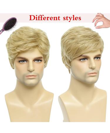 TUOFLY Men's Blonde Fluffy Layered Wig - Natural Synthetic Hair Costume for Halloween Replacement - Buy Online on GoSupps.com