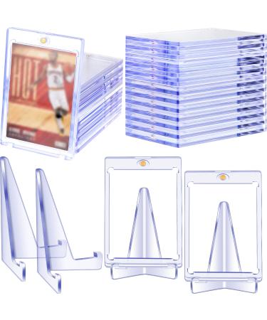 Chinco 20 Pieces Magnetic Card Holders Card Cares with 10 Packs Clear Acrylic Stands 35 Pt Clear Trading Cards Cases Protectors for Sports Card Baseball Card Basketball Card Trading and Display 30