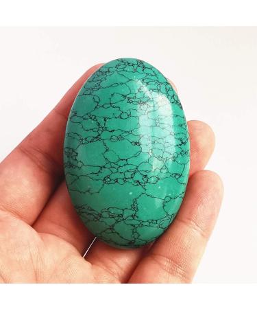 Manekieko Synthetic Green Howlite Turquoise Worry Stones | Oval Palm Healing Crystal | Energy Massage Spa Stone - Shop Internationally! - Buy Online on GoSupps.com