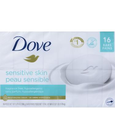 Dove Sensitive Skin - Unscented/Fragrance Free Hypo-Allergenic Beauty Bar 3.73 oz / 106 g x 16 Pack