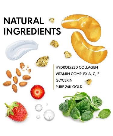 KINPUR Organic 24k Gold Under Eye Patches - Collagen Masks for Dark Circles, Puffy Eyes, Wrinkles - Hydrating Gel Pads for Eye Bags - 50pcs, All Skin Types - 25 Pairs - Buy Online on GoSupps.com
