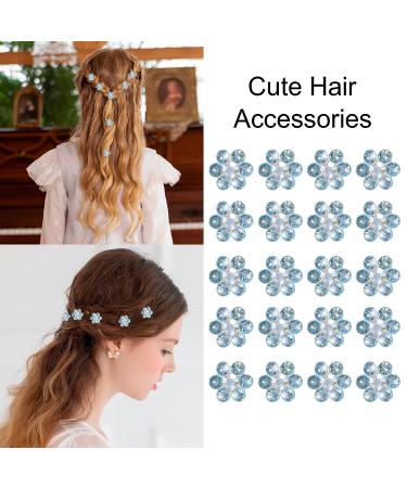 Yission 20Pcs Mini Rhinestone Flower Hair Clips - Blue Hair Pins for Women and Girls | Wedding & Bridal Hair Accessories - Buy Online on GoSupps.com