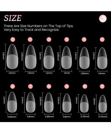 Lea-Shall Almond Shape Nail Tips Set - 240 Pre-shaped Gel Fake Nails Short Full Cover 12 Sizes for Artistic Acrylic Designs - Buy Online on GoSupps.com