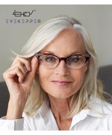 Eyekepper Cateyes Women s Reading Glasses +2.50 - Stylish Purple-Transparent Frames for International Shipping - Buy Online on GoSupps.com