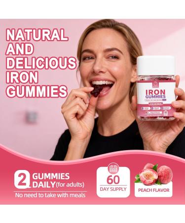 Iron Gummies for Women - Heme Iron for Max Absorption & Gentle on Stomach 10-in-1 with Vitamin C B12 Folate Supports Energy Focus & Red Blood* Cell* Wellness Peach Flavor 60 Counts (2 Pack) 60 Count (Pack of 2) - Buy Online on GoSupps.com