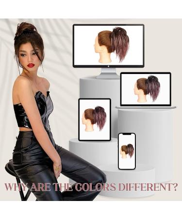 Colorful Panda Claw Clip Ponytail Extension 10 Inch - Ombre Pink Messy Bun Scrunchie Hair Accessory for Women and Girls - Buy Online on GoSupps.com