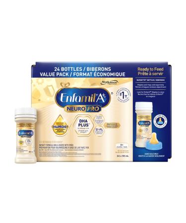 Enfamil A+ NeuroPro Ready to Feed Nursette Bottles with our Exclusive Blend Including 2 FL DHA and Naturally Occurring MFGM Components 0-12 Months 24x59ml