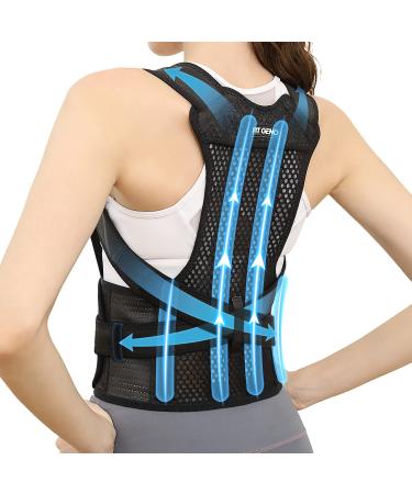 Fit Geno Back Brace and Posture Corrector for Women and Men Upgraded Adjustable and Breathable Back Straightener Instant Back Shoulder and Neck Pain Relief Scoliosis Hunchback and Spine Corrector (Small/Medium) Small 