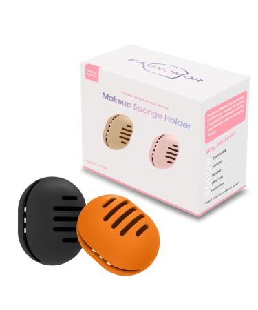 Fauxomor Makeup Sponge Holder - 2 Pack Breathable Silicone Beauty Blender Travel Bag for All Sizes - Sustainable Portable Cosmetics Tool - Black & Orange - Buy Online on GoSupps.com
