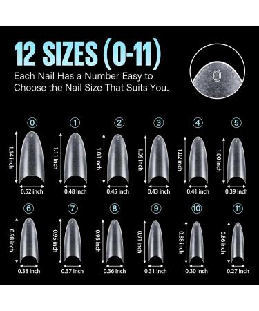 Tomicca 240 Pieces Clear Acrylic Half Cover Nail Tips | Oval French Fake Nails - 12 Sizes for Nail Studios & DIY Nail Extensions - Buy Online on GoSupps.com