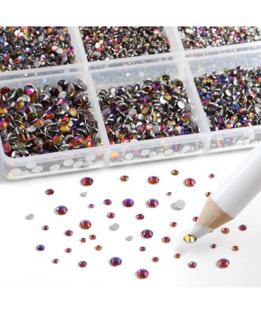 Beadsland 7200PCs Flatback Rhinestones - Clear Round Crystal Gems for Nail Art & Handicrafts | Mixed Sizes SS3-SS10 with Wax Pen Kit - Blue Volcano - Buy Online on GoSupps.com