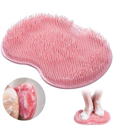 Foot brush for the shower foot brush foot washer foot brush non-slip silicone massage pad scrubber massager shower with non-slip suction cup cleans peels foot circulation relieves tired feet (red)