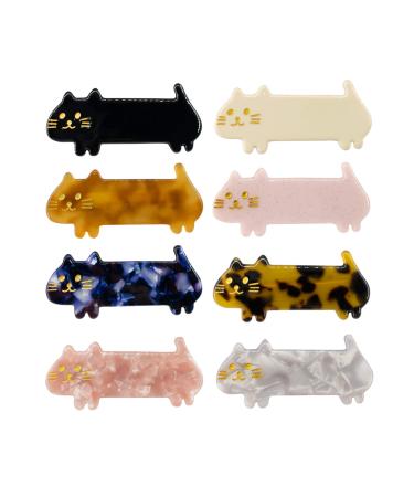 Cat Hair Clips For Girl 8 Pcs Cute Cat Barrettes For Women Fashion Kitty Hair Clips Barrettes Sweet Cat Acrylic Resin Hair Clips A-type