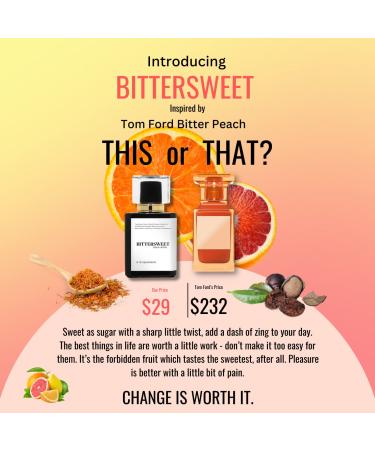 BITTERSWEET | Inspired by TF BITTER PEACH | Pheromone Perfume Cologne for Men Women | Extrait De Parfum | Long Lasting Dupe Clone Essential Oil | Perfume De Hombre Mujer | (30 ml / 1 Fl Oz) 1 Fl Oz (Pack of 1) - Buy Online on GoSupps.com